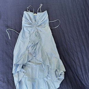 Joie blue and white stripped ruffled dress